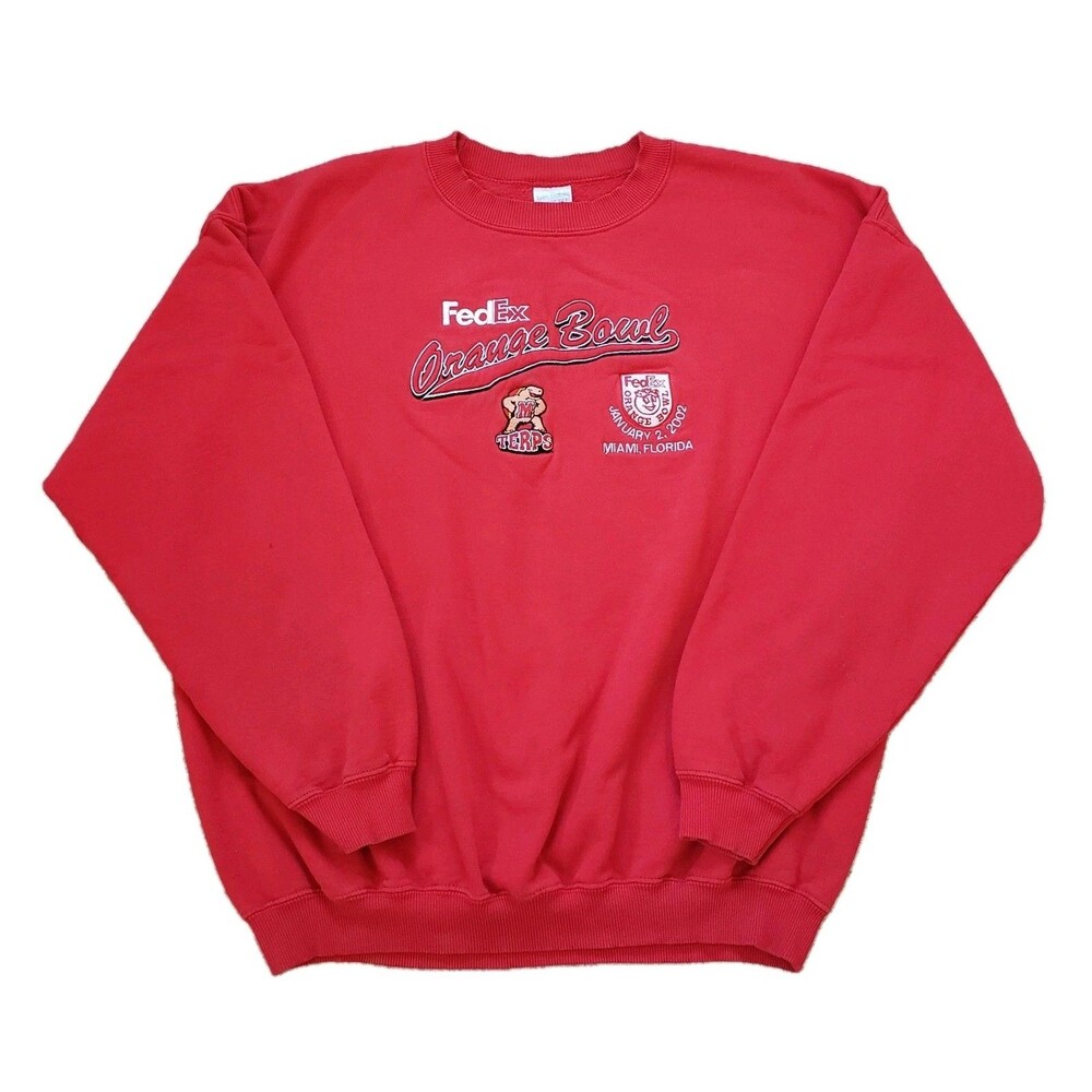 Vintage Y2K Maryland Terrapins Orange Bowl 2002 Sz XL Mens Red Sweatshirt Miami